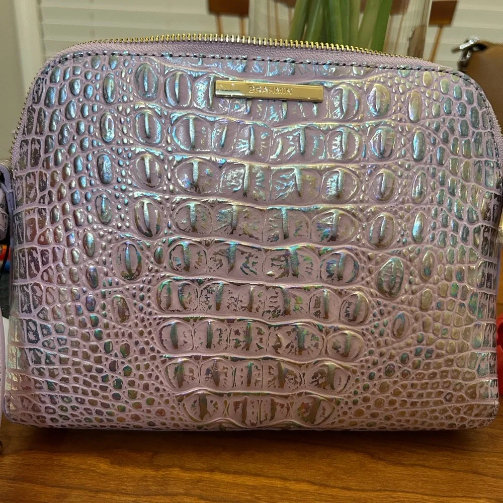 Brahmin Mini Sydney Violet Wonderland Melbourne Leather Crossbody & Card Case - Picture 13 of 15